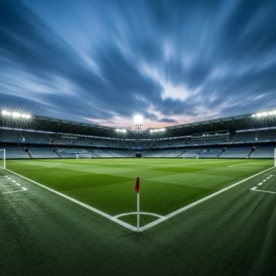 Stadium lit at night