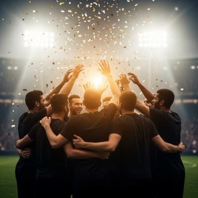 Team huddle celebration